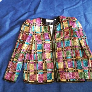 Lawrence Kazar gorgeous sequined jacket size small